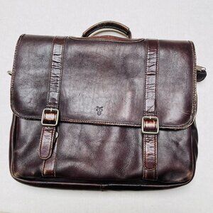 Frye Top Handle Dark Brown Leather Bag Messenger Briefcase Vintage Missing Strap